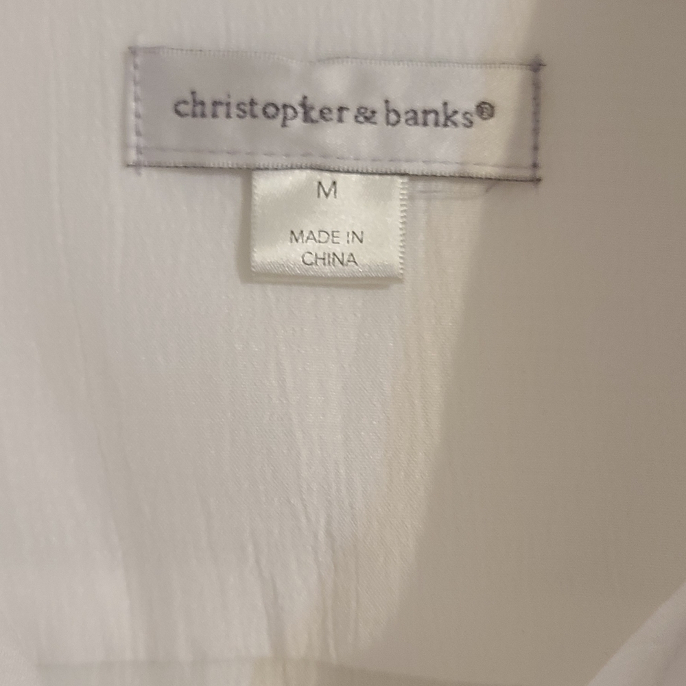 Christopher Banks White Button-Up Blouse Size M - Picture 2 of 6